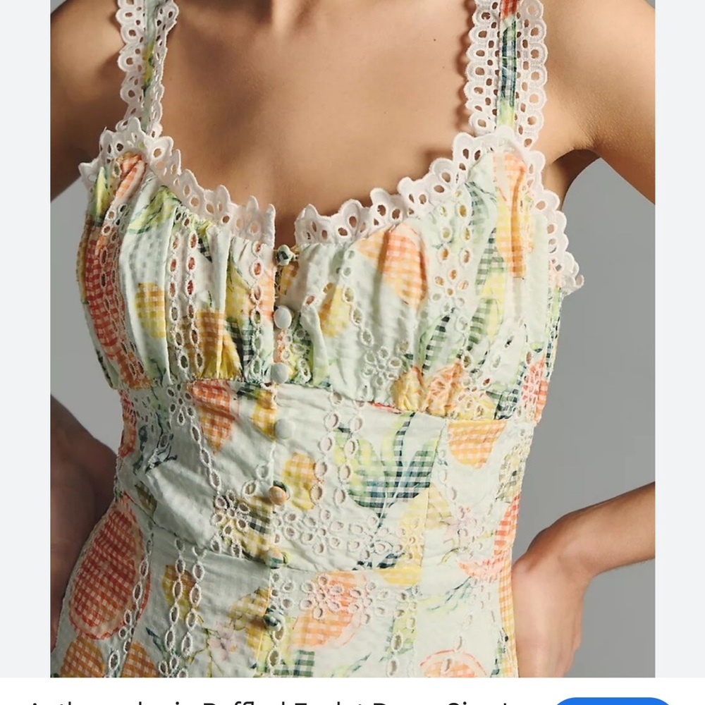 NWT Size M Anthropologie Multicolor Eyelet Midi Dress Lemons & Oranges